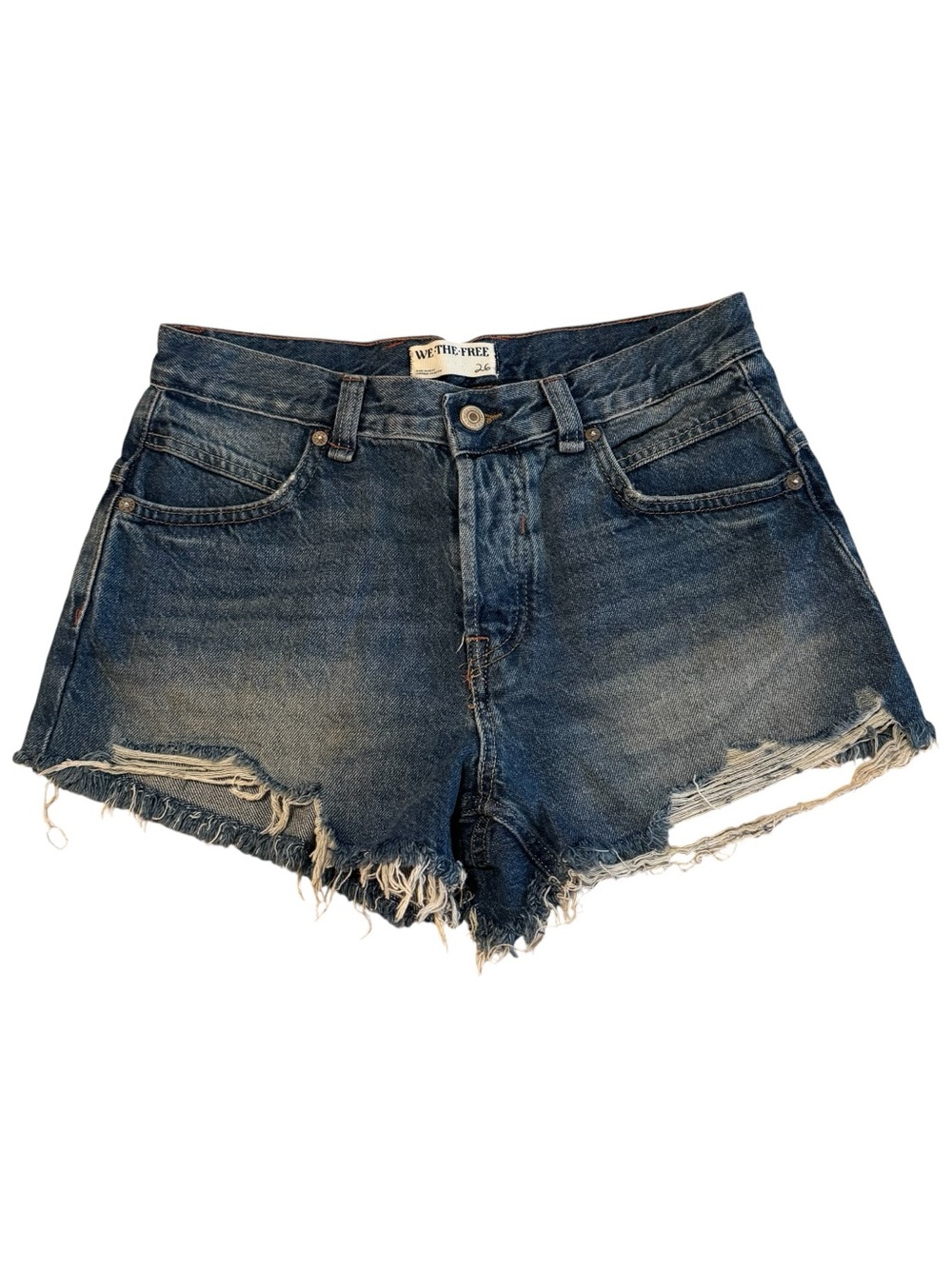 We The Free Now Or Never Denim Shorts in Dark Wash Blue